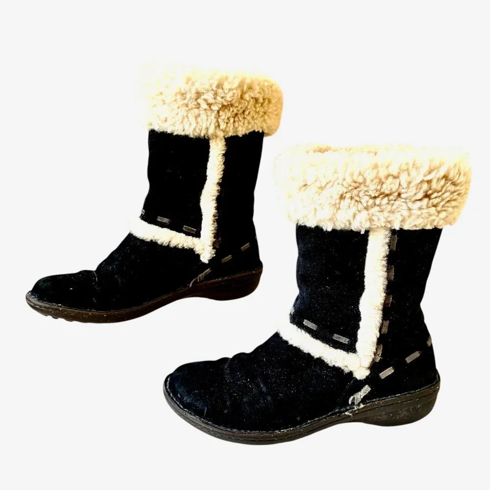UGG Australia ELIJO Cuff Pull On Boot Black Suede Shearling Size 10
